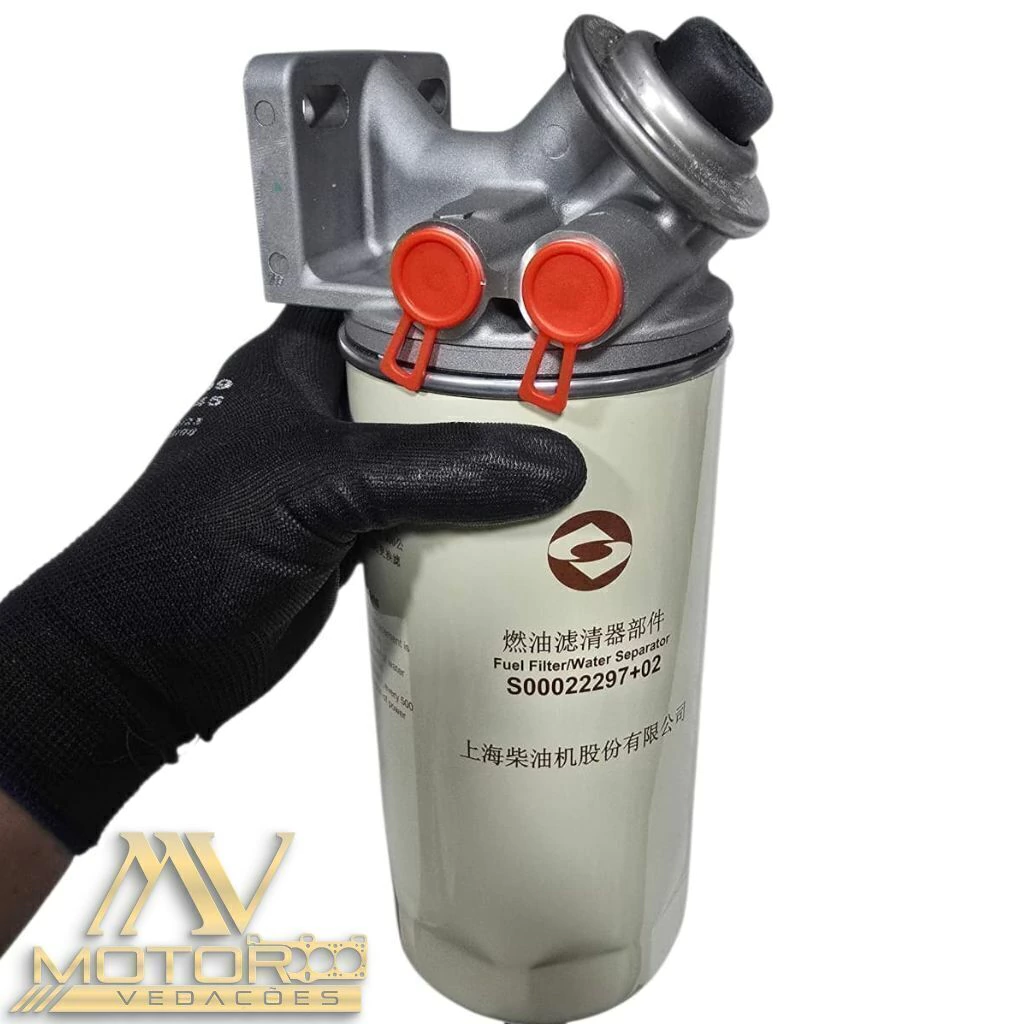 860152991/S00024466 SUPORTE COM FILTRO DE COMBUSTIVEL ORIGINAL DO MOTOR SHANGHAI SC7 DA LW300KV XCMG